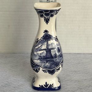 Vintage Delft Blue Hand Painted Vase